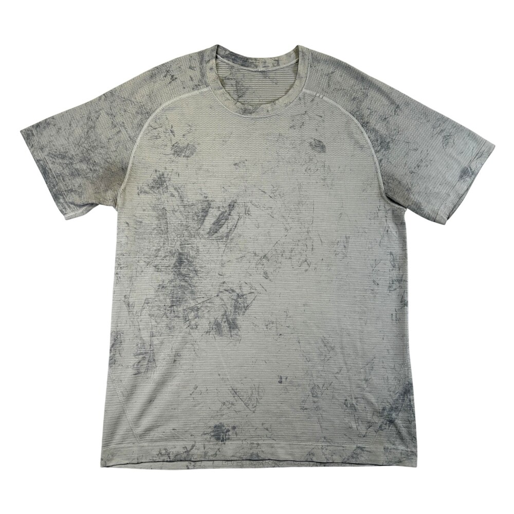 Lululemon Shirt Mens Medium Metal Vent Tech Gray Marble Short Sleeve Athletic